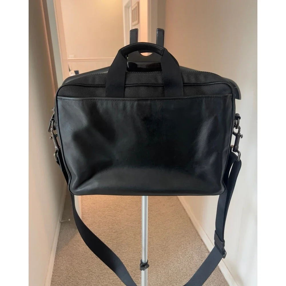 Coach Rider Briefcase Laptop Travel Bag - Black Leather and Nylon
